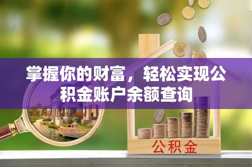 暖暖掌握你的财富，轻松实现公积金账户余额查询