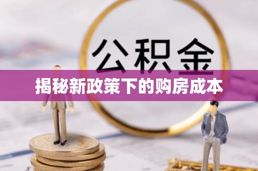 暖暖揭秘新政策下的购房成本